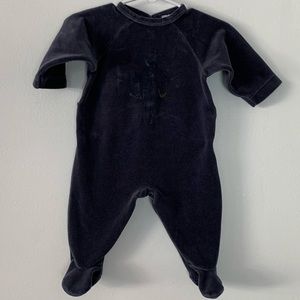 Petit Bateau Navy Velour Footie Onsie 3 Months
